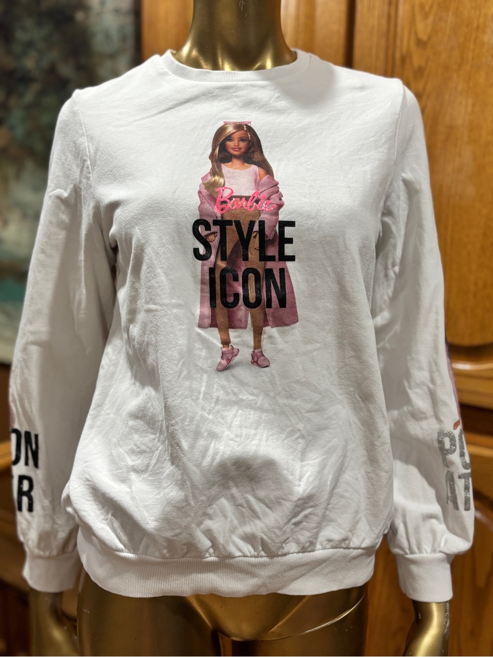 Barbie White Sweatshirt with Pink Graphic Youth 13/14